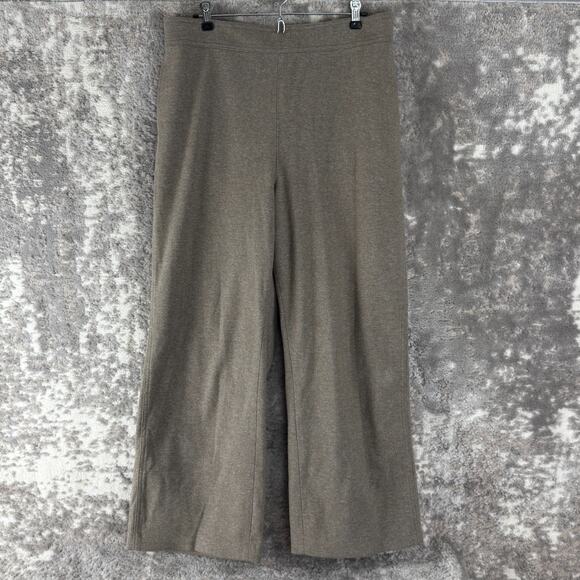 Uniqlo Pants - Uniqlo Size XL Elastic Waist Wide Leg Pants Gray Pull On Casual Flat Front